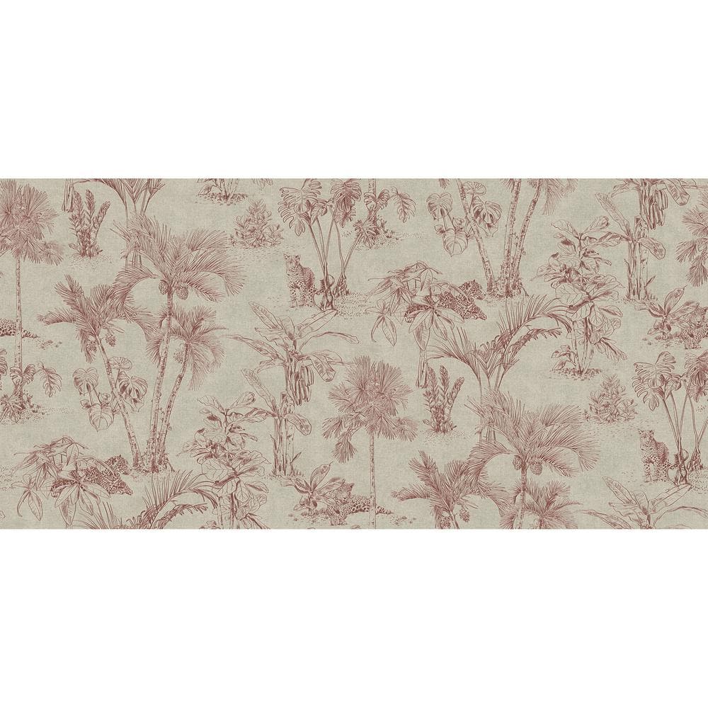 Zapata Merlot Tropical Jungle Wallpaper Sample