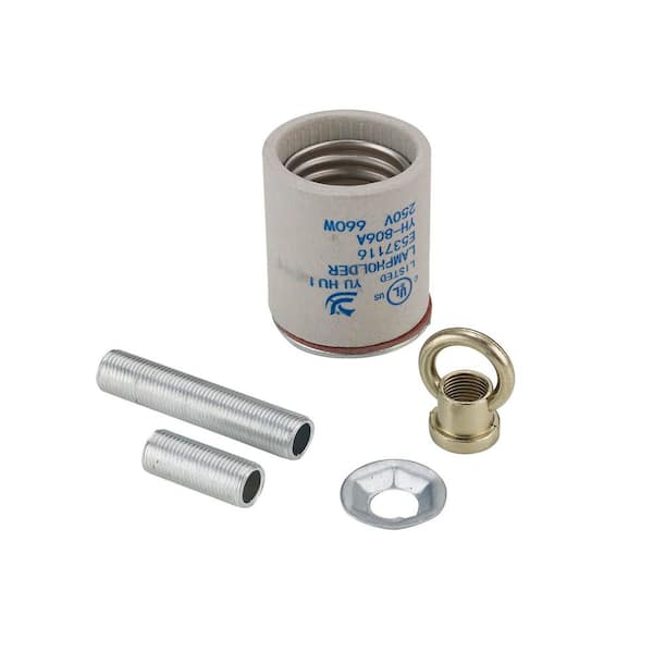 Porcelain Standard Base Keyless Socket Adapter Kit with Hardware Included