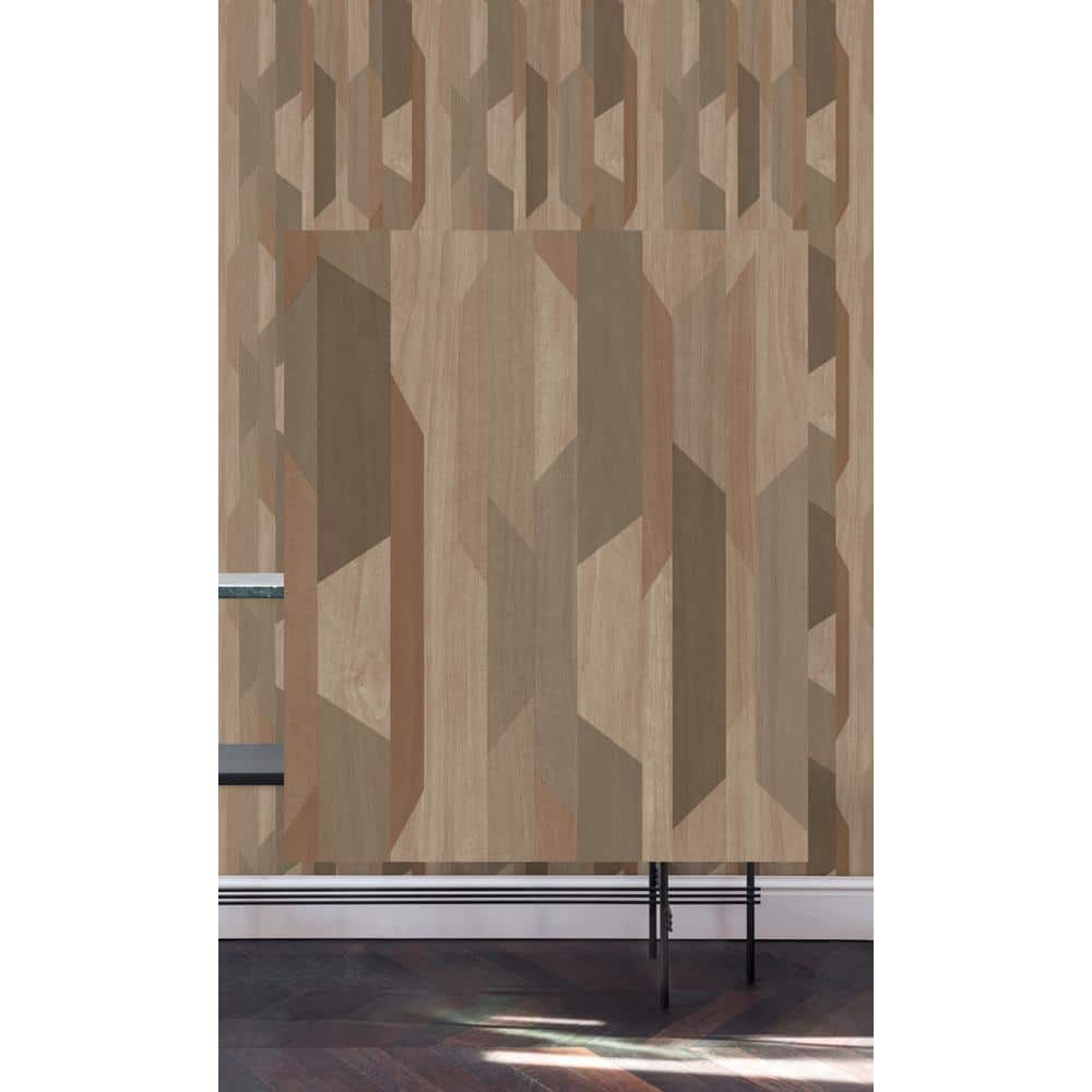 Brown Geometric Non-Pasted Textured Double Roll Wallpaper