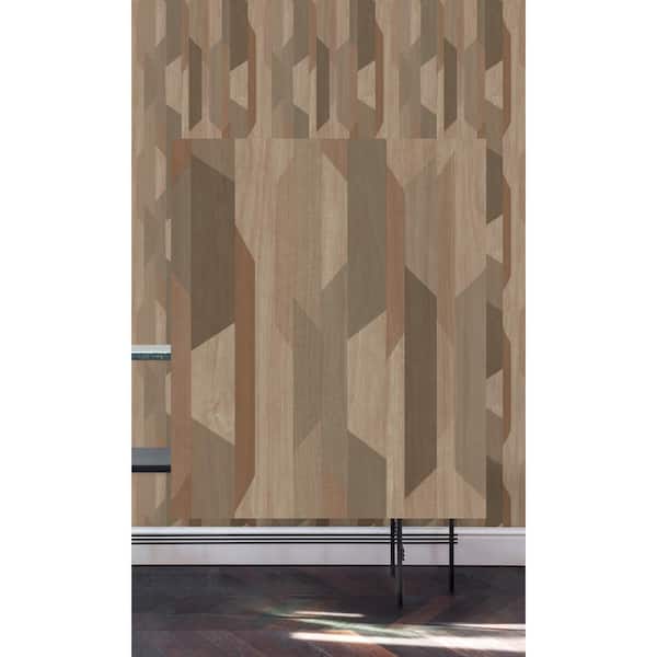 Walls Republic Brown Retro Geometric Print Non-Woven Paper Non-Pasted Textured Wallpaper 57 sq. ft.