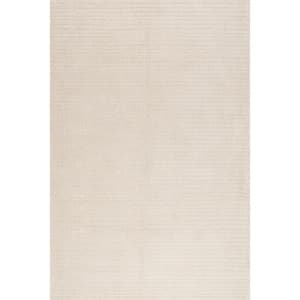 Southwest Striped Wool Beige 8 ft. x 10 ft. Indoor/Outdoor Patio Area Rug