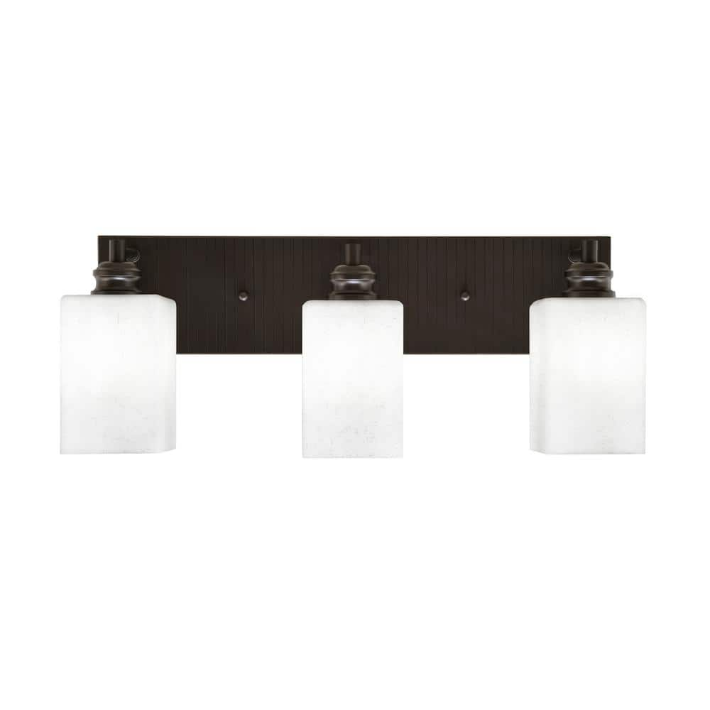 Albany 22 in. 3-Light Espresso Vanity Light with Square White Muslin ...