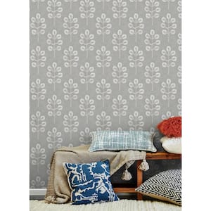 Plum Tree Grey Botanical Matte Pre-Pasted Paper Strippable Wallpaper