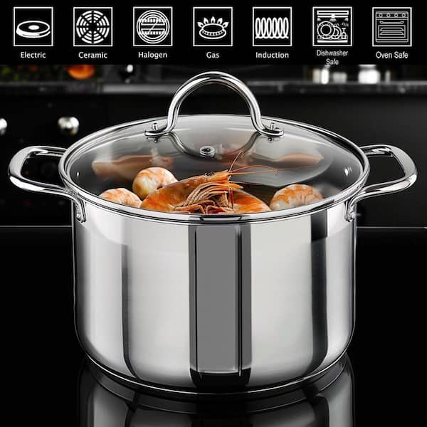 Stock Pot 20 qt. Stainless Steel with Tempered Glass Lid