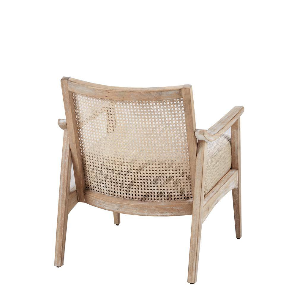 Light Brown Wood and Cane Mid-Century Accent Chair