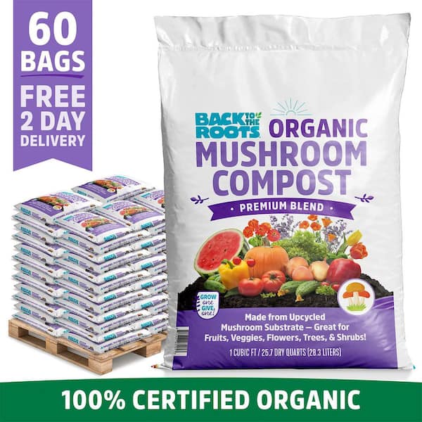 60 1 cu. ft. Organic Bagged Mushroom Compost Soil Amendment