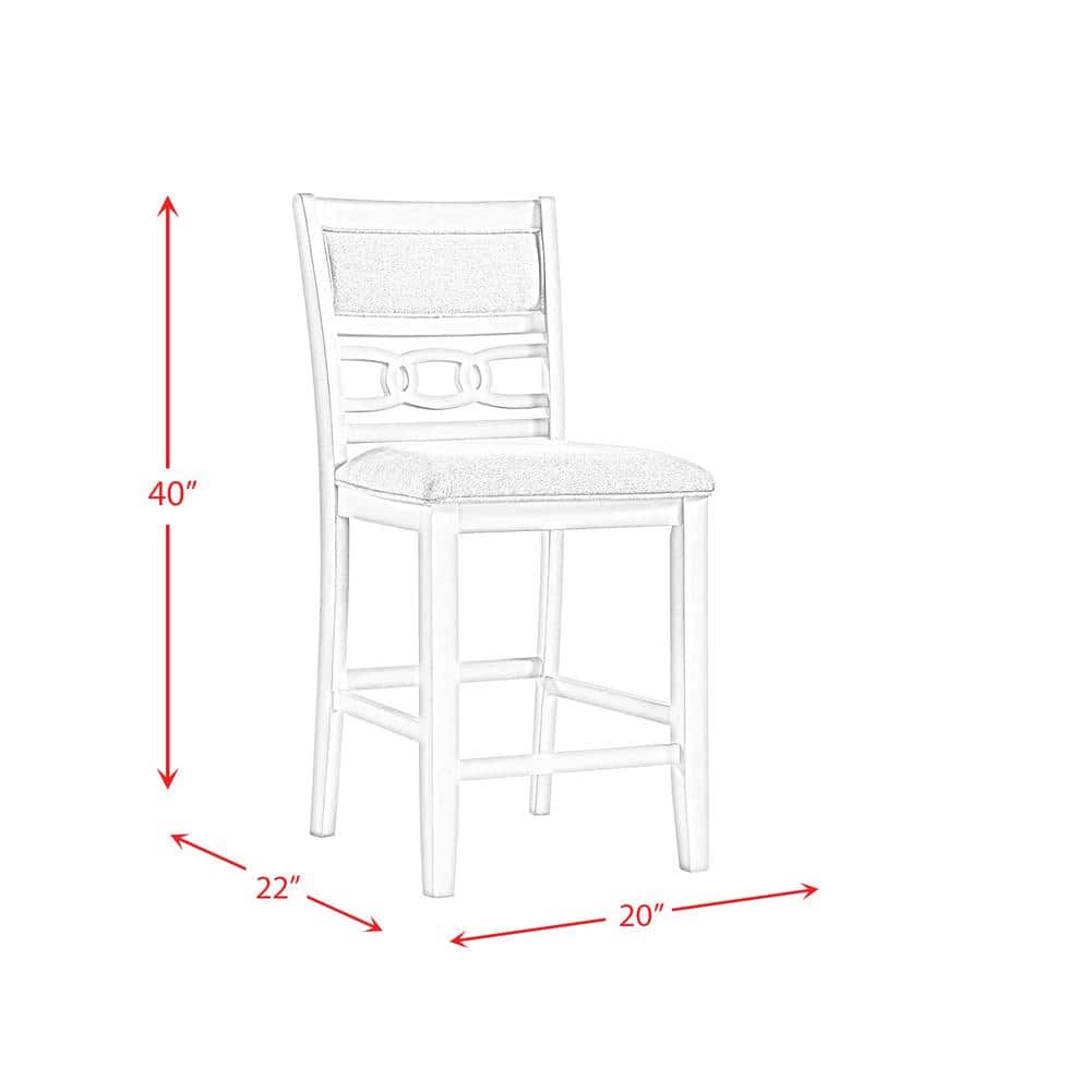 Luxe Gray Upholstered Ladderback Counter Height Side Chair Set in Walnut