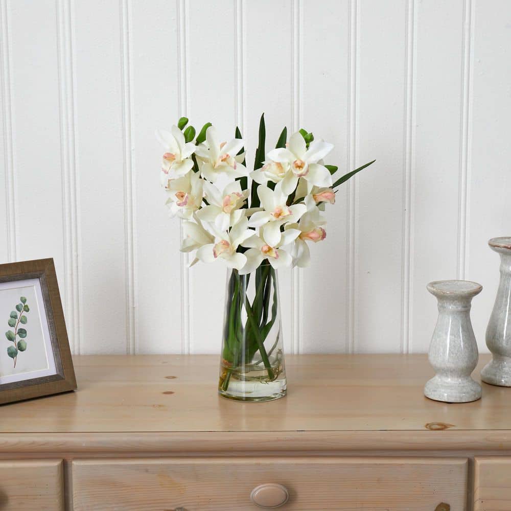Orchid Elegance Outdoor Tabletop Cymbidium in Glass Vase