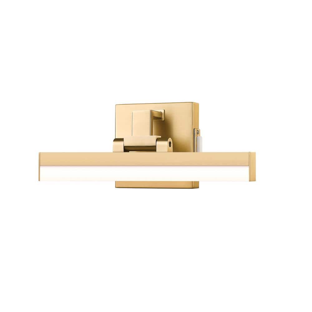 Liam 13 in. 2-Light Modern Gold Integrated LED Vanity Light with Frosted Pl