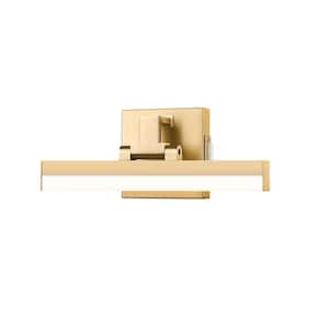 Liam 13 in. 2-Light Modern Gold Integrated LED Vanity Light with Frosted Plastic Shade