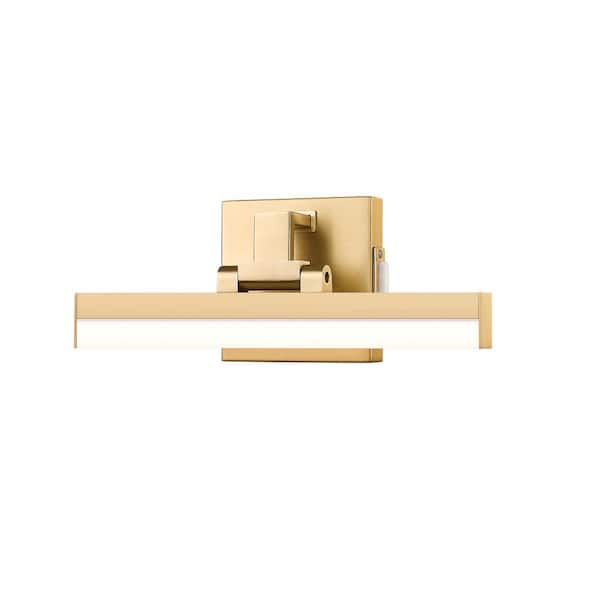 Unbranded Liam 13 in. 2-Light Modern Gold Integrated LED Vanity Light with Frosted Plastic Shade