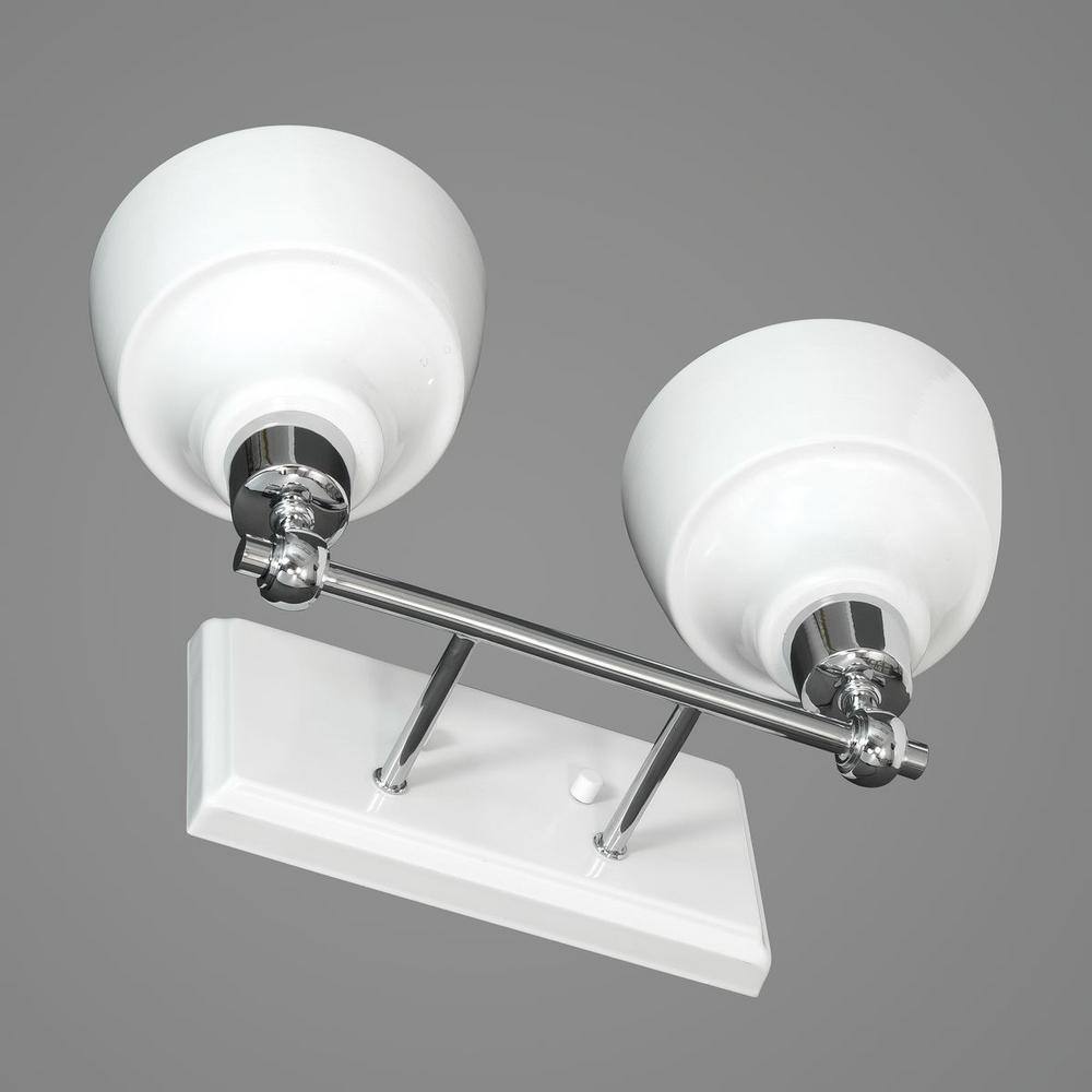 Polished Chrome 2-Light Bath Vanity Fixture with White Shades