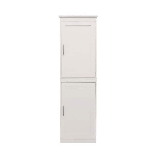 18.9 in. W x 15.67 in. D x 62 in. H White Freestanding Linen Cabinet