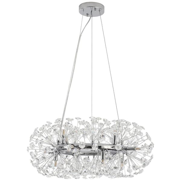 LWYTJO 12-Light Chrome Dimmable Empire Circle Firework Crystal Chandelier for Living Room Kitchen Island Dining Room Foyer