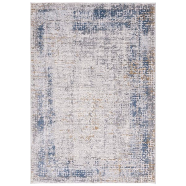 Palma 2 ft. x 4 ft. Beige/Light Blue Border Distressed Area Rug