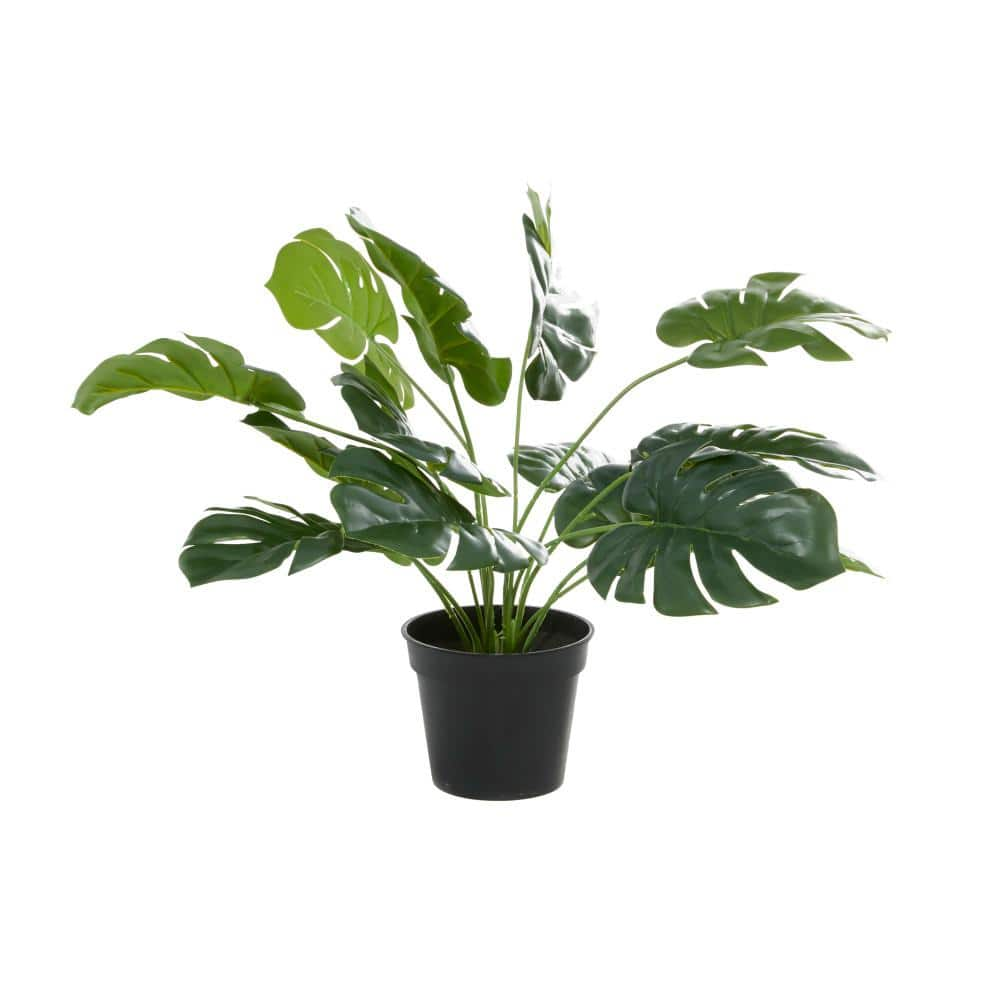 Litton Lane 16 in. H Monstera Artificial Plant with Realistic Leaves and Black Plastic Pot