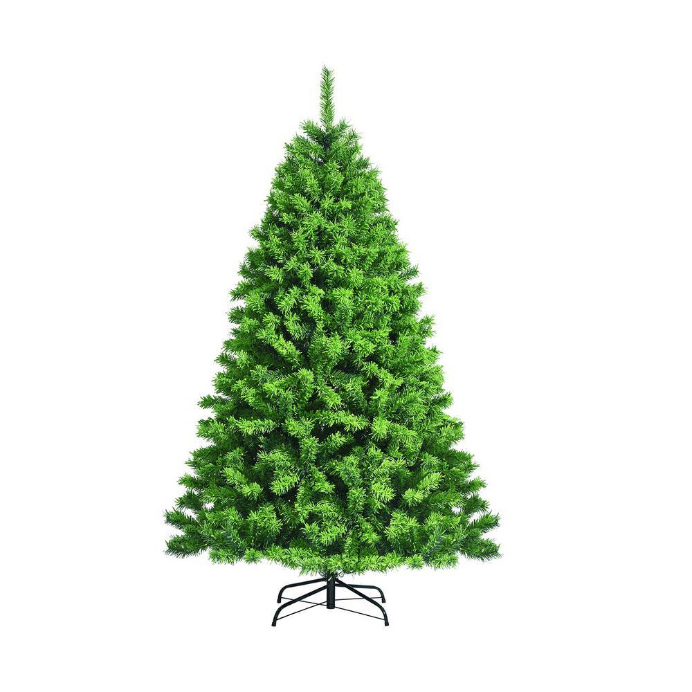 ANGELES HOME 7.5 ft. Green Unlit Artificial Christmas Tree with Metal