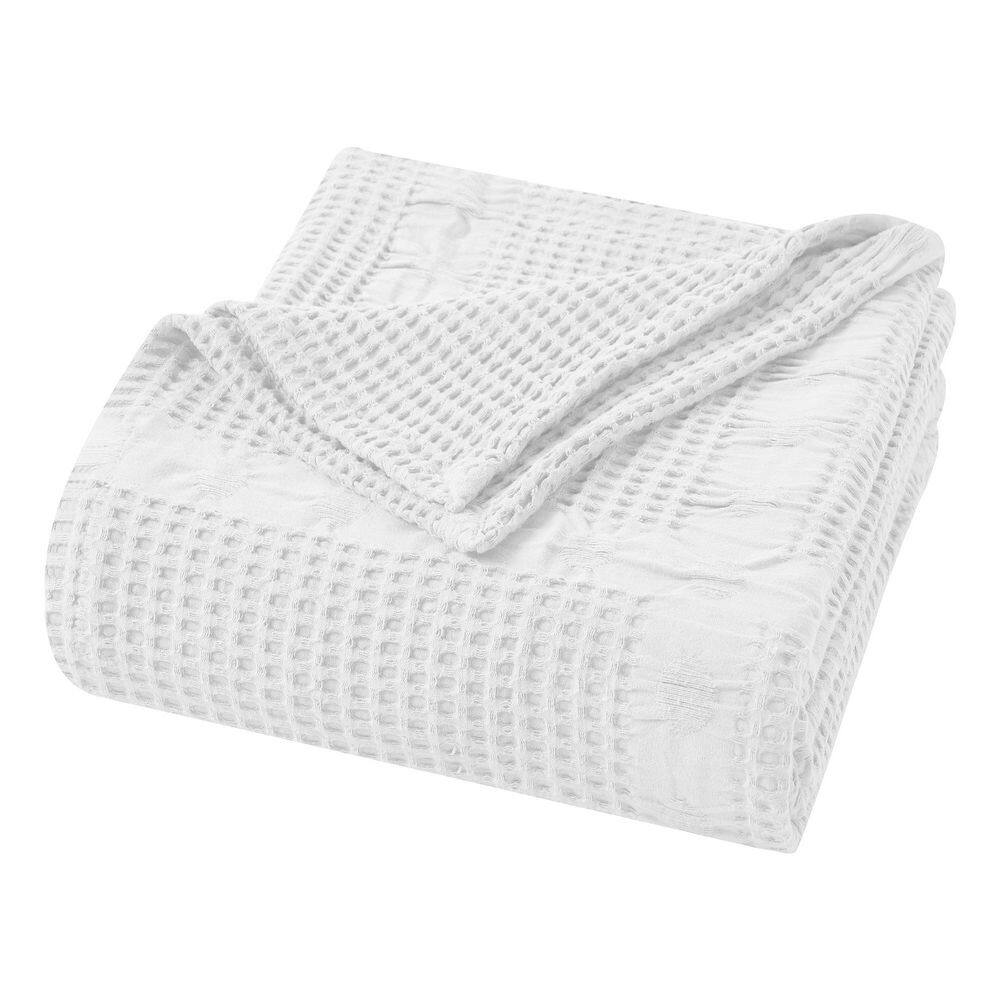 Mai White Geometric Waffle Medium Weight Twin Cotton Blanket price history on PriceWatchPro