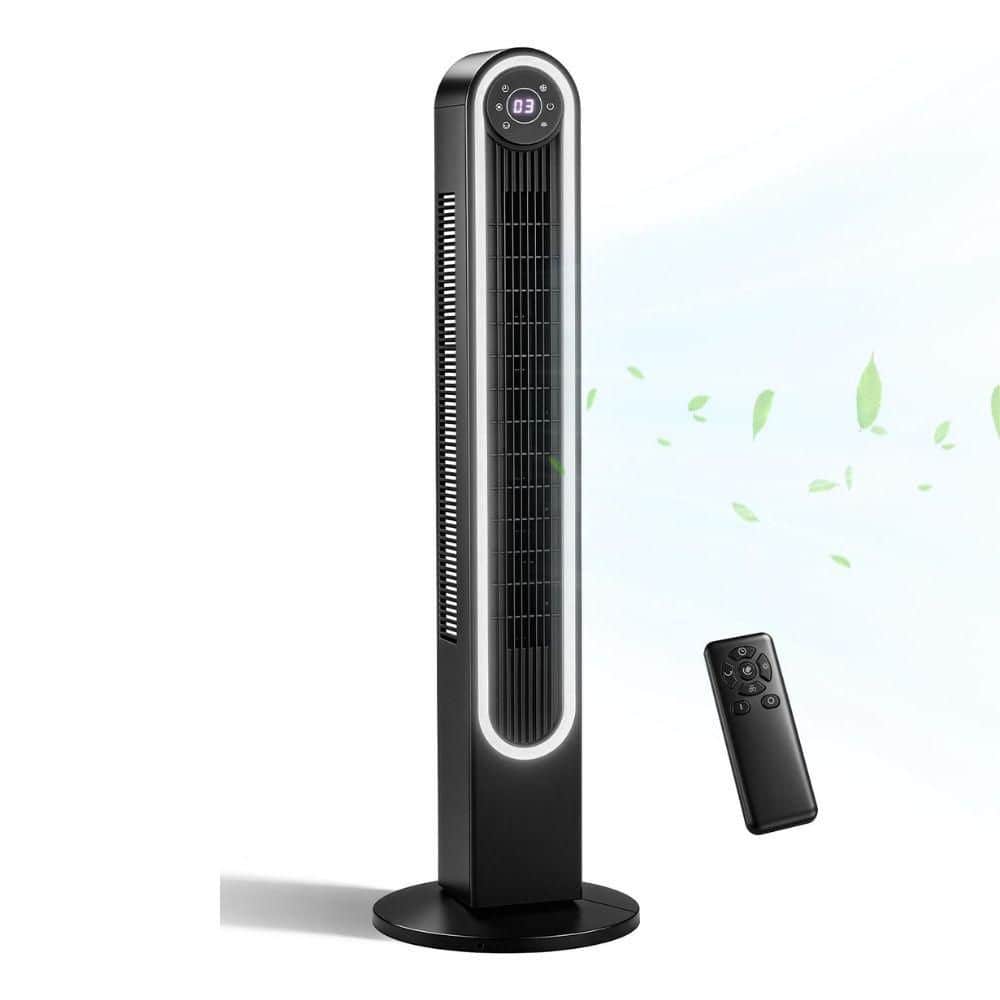 42 in. 3-Speed Portable Tower Fan in Black with Remote Control, 150° Oscillating price history on PriceWatchPro