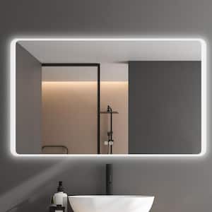 60 in. W. x 36 in. H Large Rectangular Frameless Backlit Smart Defogger Wall Mounted LED Bathroom Vanity Mirror Silver