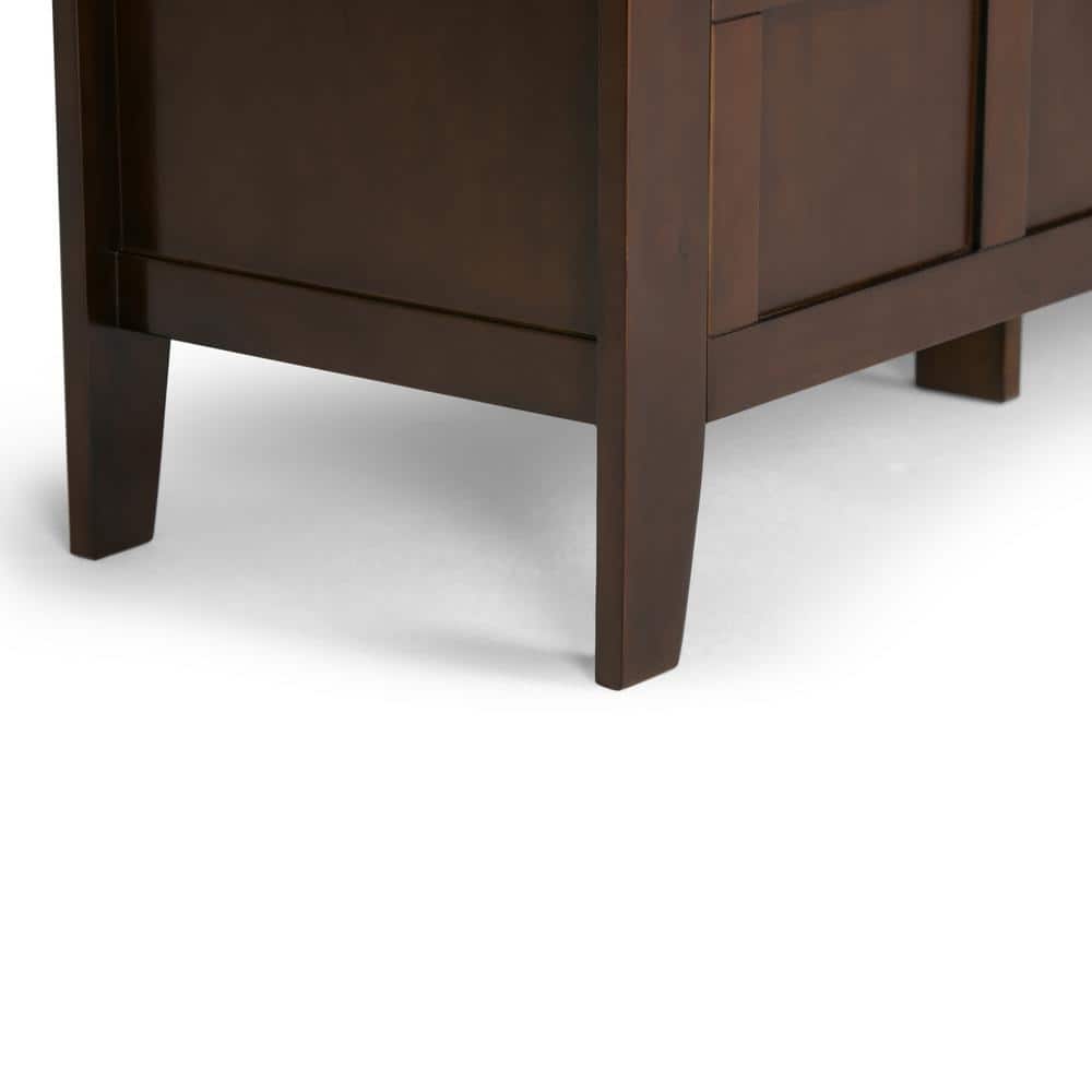 Adams Medium Brown Pinewood Storage Bench with Cut Out Back