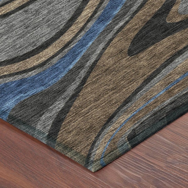 Chantille Machine Washable Indoor/Outdoor Abstract ACN2494 Black 10 ft. x 14 ft. Area Rug