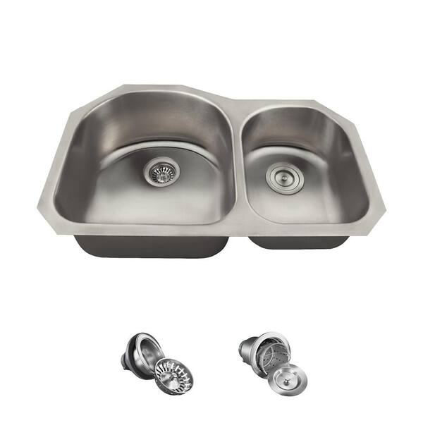 MR Direct Undermount Stainless Steel 31 in. Double Bowl Kitchen Sink with Additional Accessories