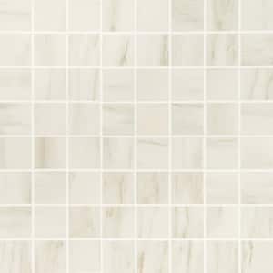 Saroshi Dolomite Snow 11.81 in. x 11.81 in. Matte Porcelain Marble Look Floor and Wall Mosaic Tile (0.96 sq. ft./Each)