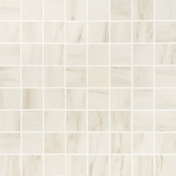 Saroshi Dolomite Snow 11.81 in. x 11.81 in. Matte Porcelain Marble Look Floor and Wall Mosaic Tile (0.96 sq. ft./Each)