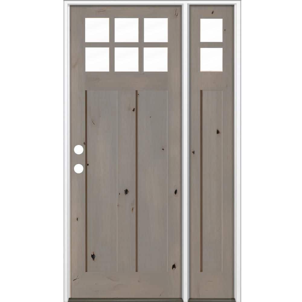 56 in. x 96 in. Knotty Alder Right-Hand/Inswing 6 Lite Clear Glass Weathered Gray Stain Wood Prehung Front Door w/RSL price history on PriceWatchPro