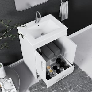 Pacific 24 in. x 18 in. D x 35 in H Bath Vanity in Glossy White with Ceramic Vanity Top in White with White Basin
