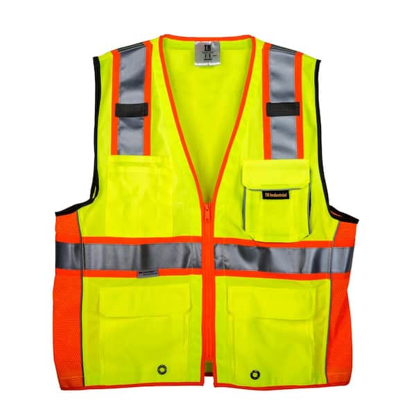 TR Industrial X-Large 3M Class 2 Safety Vest with Pockets and Zipper Closure