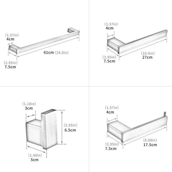 Aoibox 4-Piece Bathroom Accessories Set Stainless Steel Wall Mounted,  Brushed Nickel Finished SLMZ098 - The Home Depot