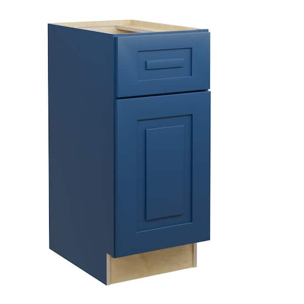 Home Decorators Collection Grayson 15 in. W x 21 in. D x 34.5 in. H Assembled Plywood Base Bath Cabinet in Mythic Blue with Soft Close LH