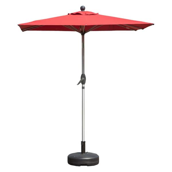 5 ft red patio umbrella Promotional Fiberglass while sewn The Lean - Sunbrella Red