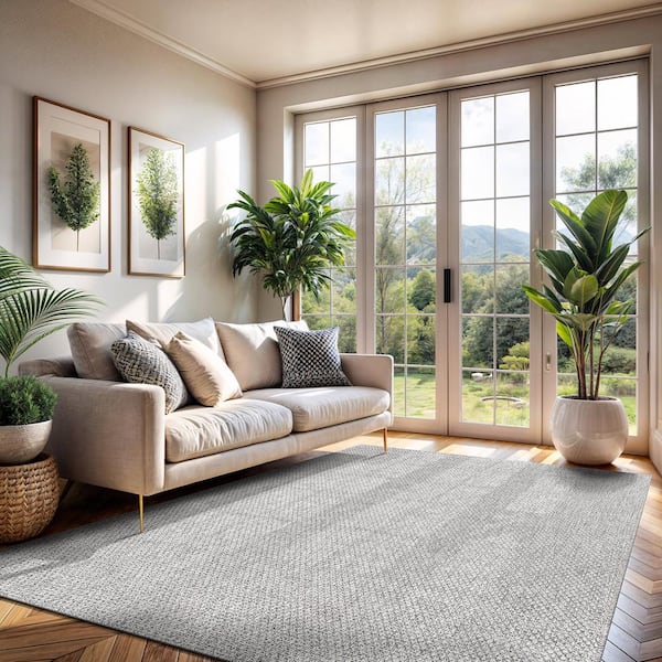 Jutem Grey 6 ft. x 9 ft. Solid Indoor Area Rug