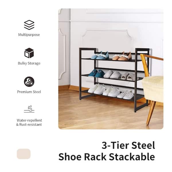 25 in. H 12-Pair Adjustable to Flat Slant Shoe Rack Shoe Organizer Holder Stand