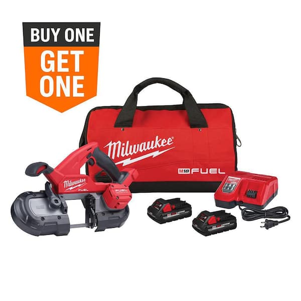M18 FUEL 18V Lithium-Ion Brushless Cordless Compact Bandsaw Kit with Two 3.0 Ah High Output Batteries