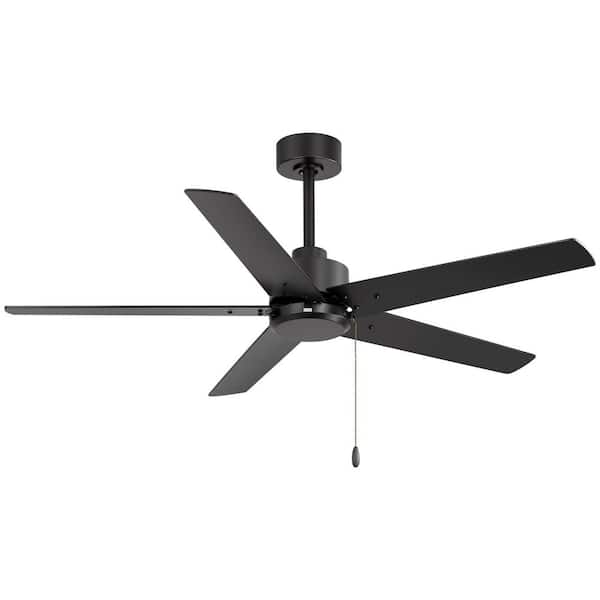 Sunil 52 in. Indoor 3-Speed Black Ceiling Fans with Pull Chain and Downrod No Light