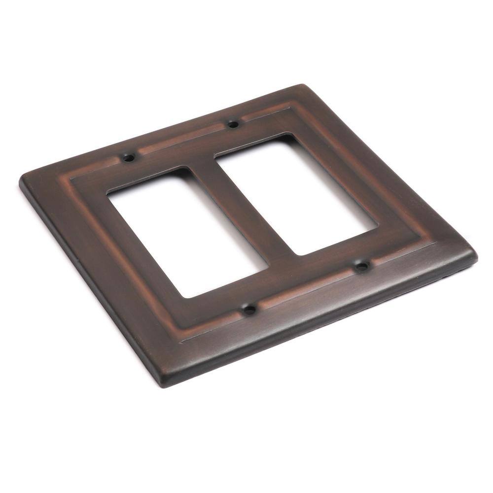 Antique Copper 2-Gang Metal Decorator Rocker Wall Plate