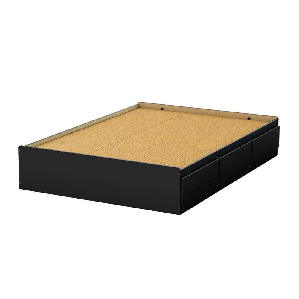Black Full Platform Bed with Storage Drawers
