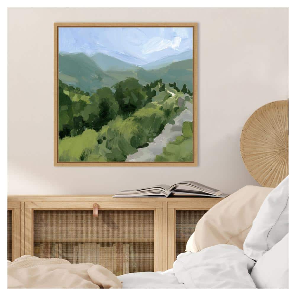 Tree-lined Path I Scenic Landscape Canvas Art with Maple Frame