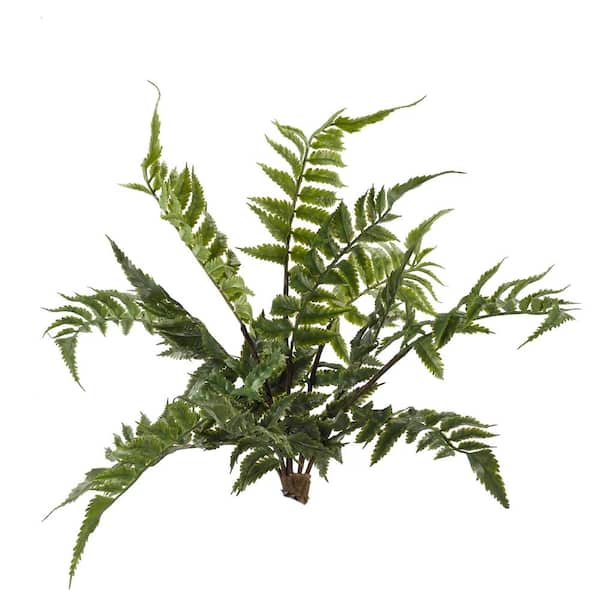 D&W Silks Indoor 17 in. Artificial 2-Tone Leather Fern Bush