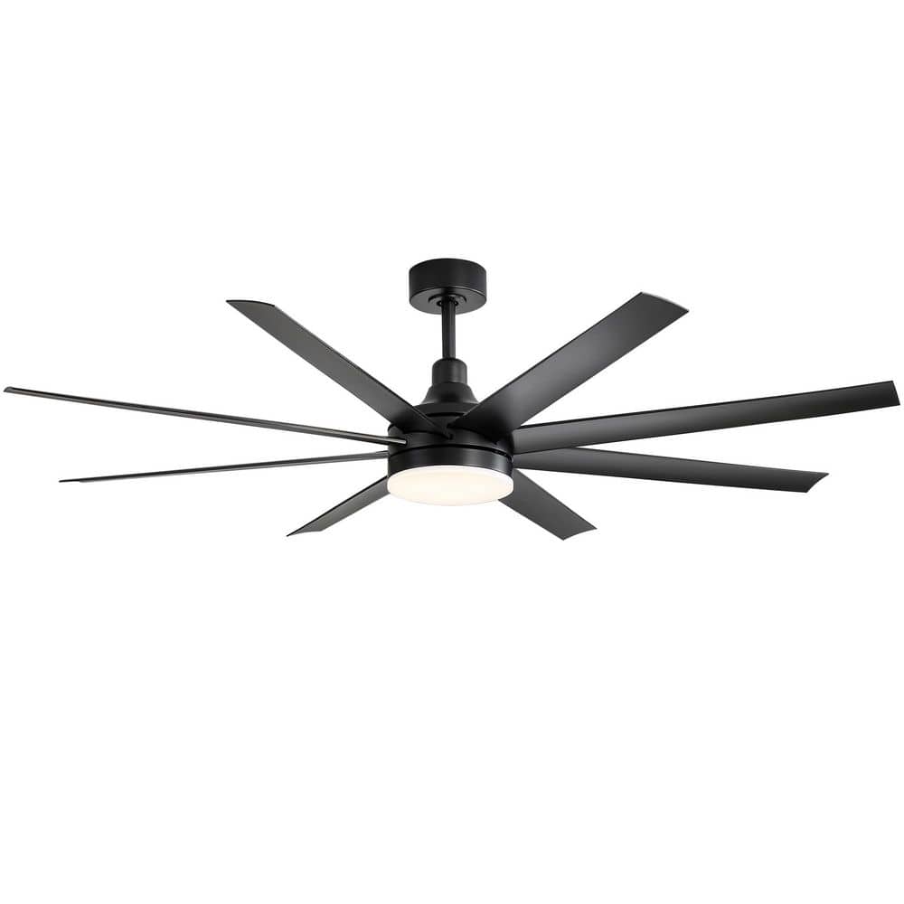 Parvez 65 in. Black Standard Covered Outdoor Ceiling Fan with LED Light, Downrod, Black Blade and Remote Included price history on PriceWatchPro