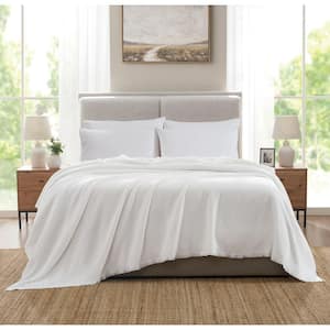 White Woven Oversized Throw Blanket, 106 in. x 94 in.