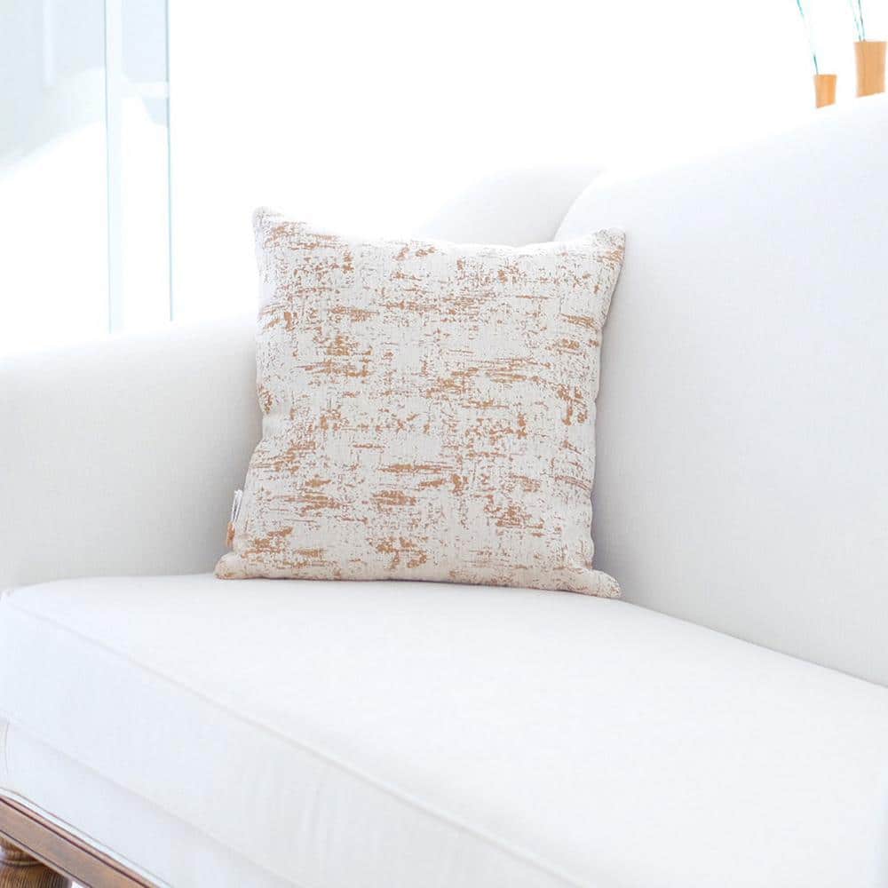 Exceptional Quality Beige Chenille Textured Decorative Throw Pillow 18 in. 