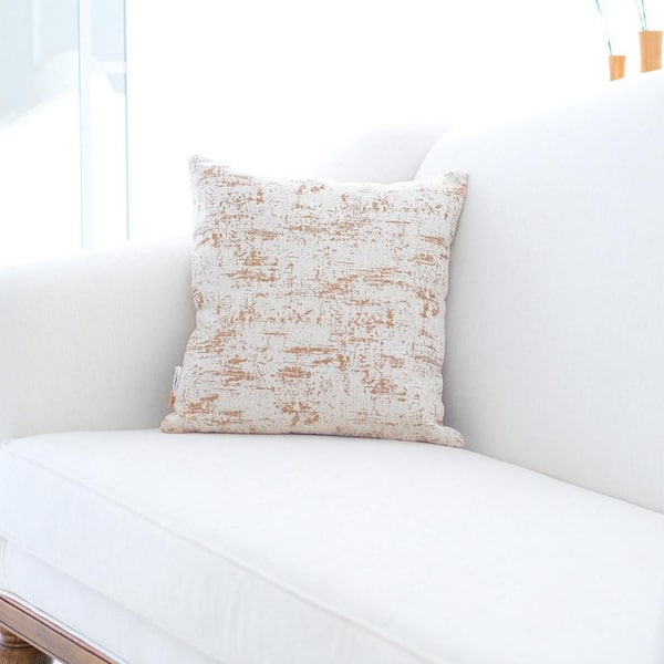 Unbranded Exceptional Quality Beige Chenille Textured Decorative Throw Pillow 18 in. x 18 in.