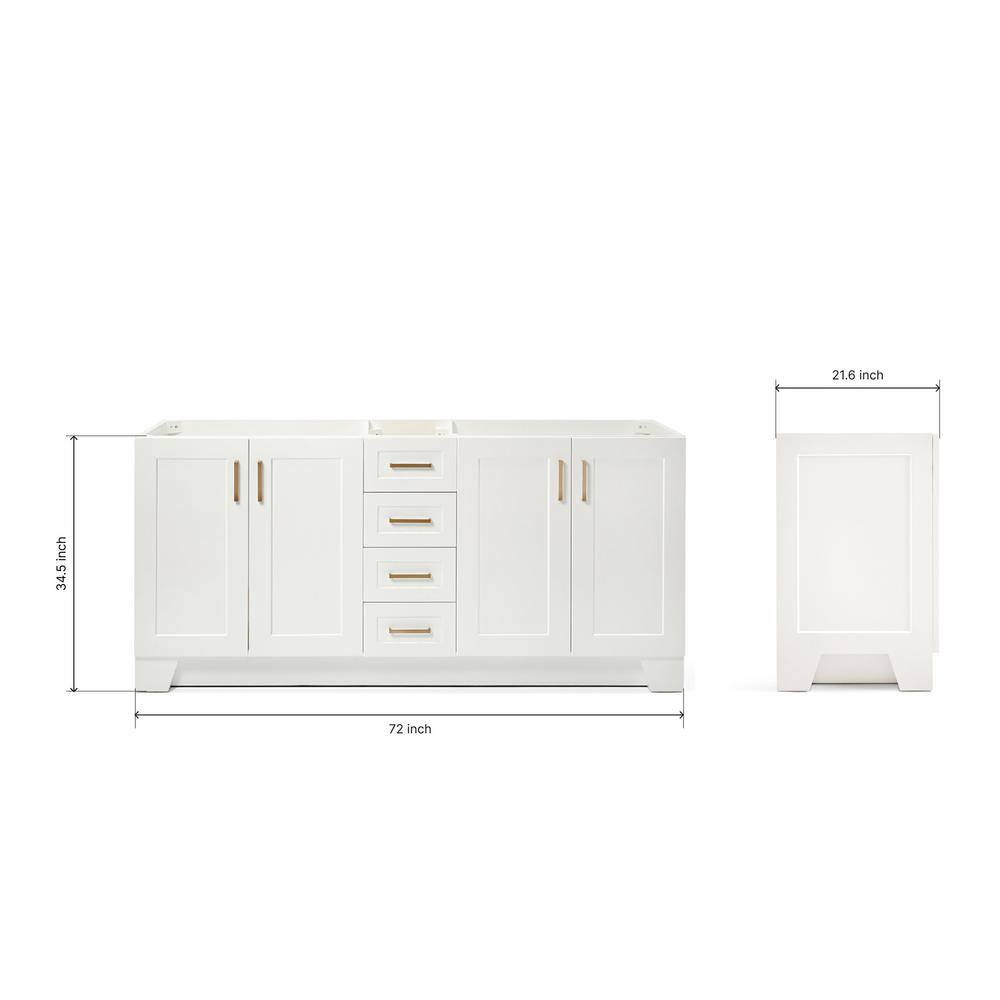 Taylor 72" White Double Freestanding Vanity with Brass Hardware
