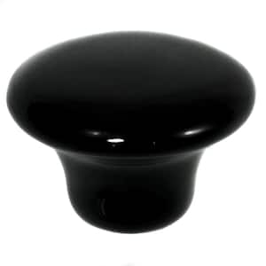 Porcelain 1-1/2 in. Black Round Cabinet Knob