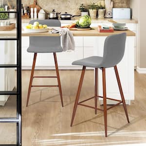 Scargill 29 in. Grey Upholstered Metal Frame Bar Stool with Fabric Seat(set of 2)